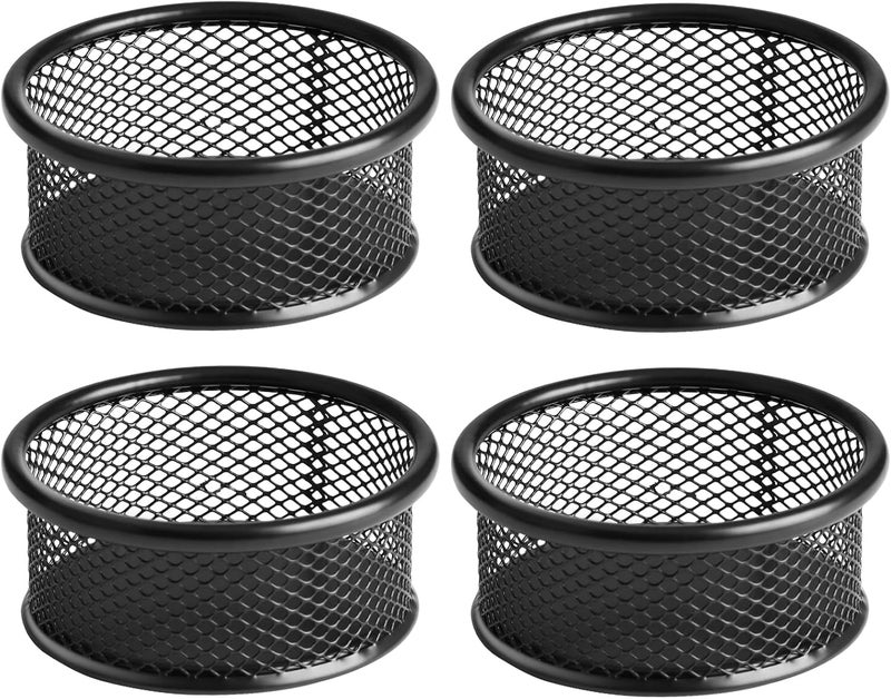FUCDTEFC Paper Clip Holder, Paperclip Holders for Desk, Mesh Paper Clip Holder for Desk Binder Wire Mesh Bowls, Paper Clip Dispenser Organizer for Holding Small Parts Office Accessories Black 4 Pack - Image 2
